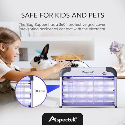 Upgraded indoor bug zapper with high-voltage electric grid and UV light for mosquitos, flies, and moths