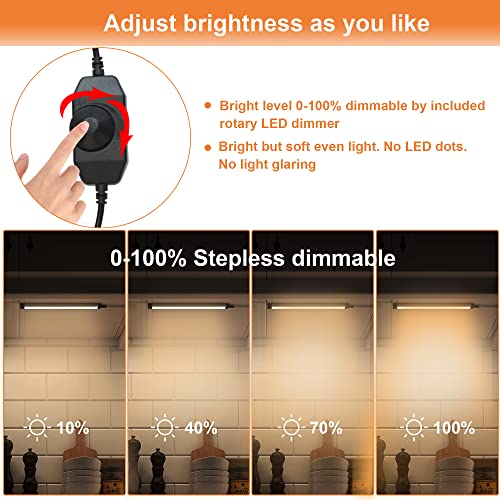 Comforday LED Under Cabinet Lights Kit Hardwired or Plug-in,1000 Lumen 3 PCs 12Inch Light Strips with Motion Sensor, Dimmer, Super Bright Warm White Light Bars for Kitchen cabinets Cupboard Shelf
