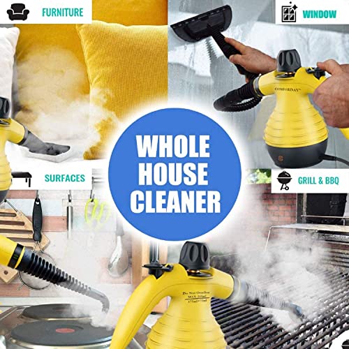 Effortless cleaning at your fingertips: Comforday Multi-Purpose Handheld Pressurized Steam Cleaner with 9-Piece Accessories