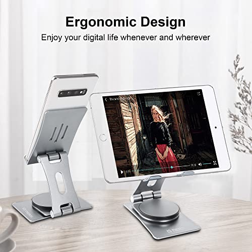 NERDI Universal 360° Swivel Foldable Cell Phone Stand, Desk Stand, Adjustable Angle and Height, Durable Aluminum Metal, Perfect for Video Calls, Watching Videos, Playing Game