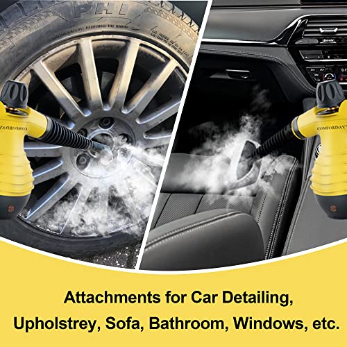 Effortless cleaning at your fingertips: Comforday Multi-Purpose Handheld Pressurized Steam Cleaner with 9-Piece Accessories