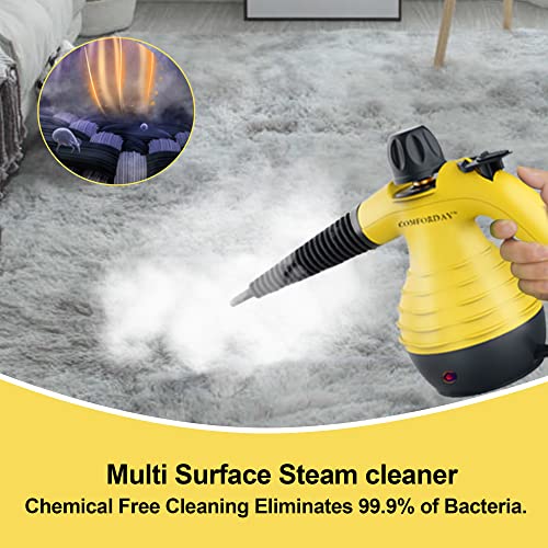 Effortless cleaning at your fingertips: Comforday Multi-Purpose Handheld Pressurized Steam Cleaner with 9-Piece Accessories