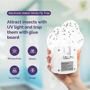 Aspectek Sticky Fly Insect Trap for Indoor, Plug-in Blue Light Bug Trap, Odorless, Noiseless, Chemicaless, with 12 Packs of Sticky Glue Pads (2 Pack)