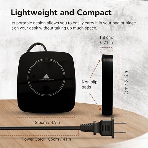 Electric Coffee Warmer for Desk with 3 Temperature Settings