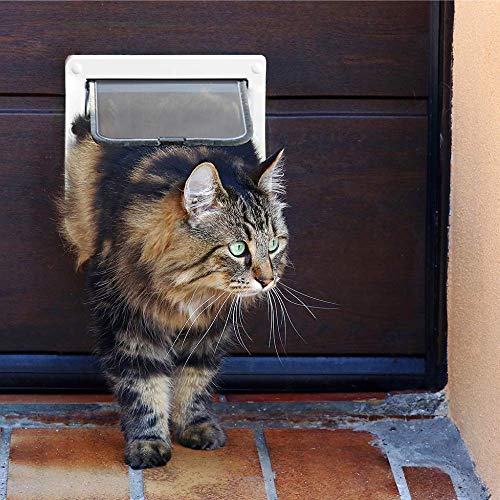 PetsN'all Cat Door 4-Way Locking Pet Door Small Dogs Indoor/Outdoor with Telescopic Frame Doggie Door Cat Flap