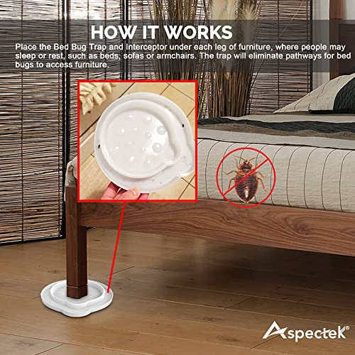 Aspectek Bed Bug Trap, Bed Bug Interceptor, Bed Bug Traps. Flea Traps, Safe  Eco Friendly, Bed Bug Eliminator (White)